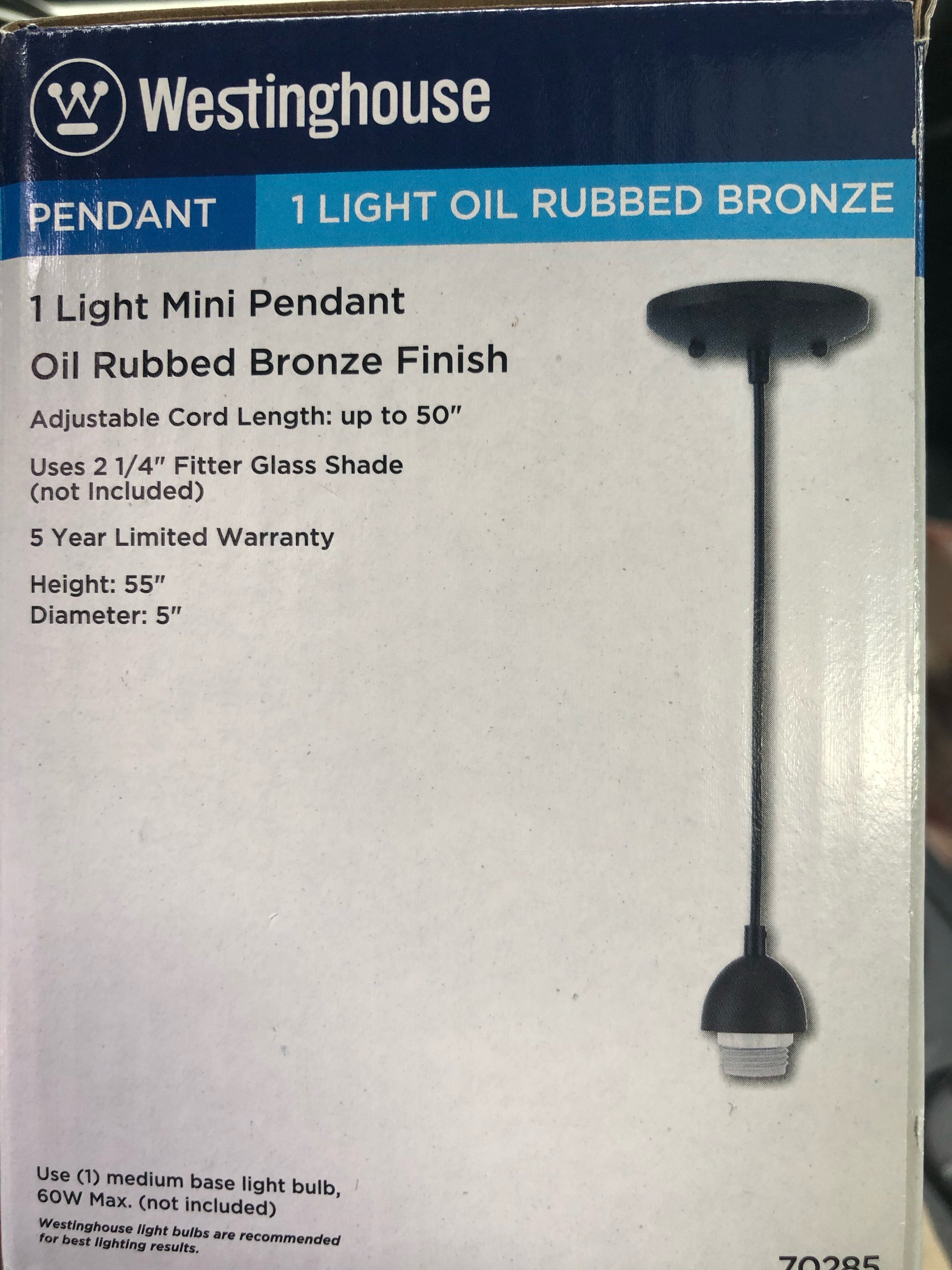 Single Pendent Fixture - W0123